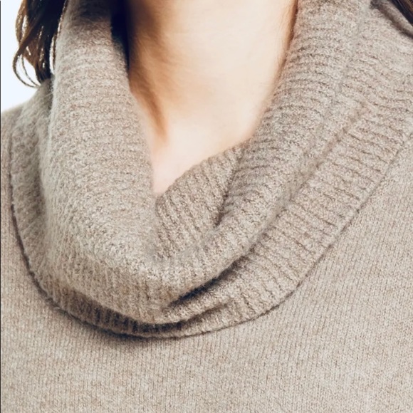 Cowl Neck Sweater, Soft Cotton Wool Blend, Ribbed Cuffs, Natural Color Chelsea28 - Picture 3 of 14